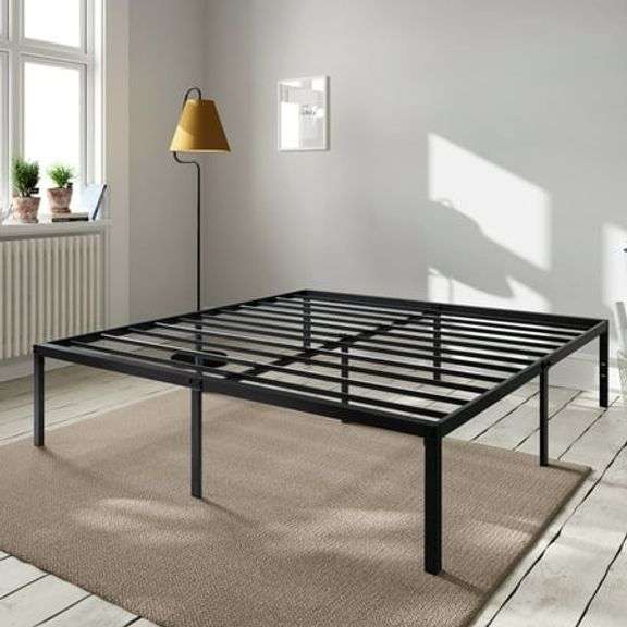 Amolife Heavy Duty King Size Metal Platform Bed Frame with 16.5' Large Under Bed Storage Space, Black