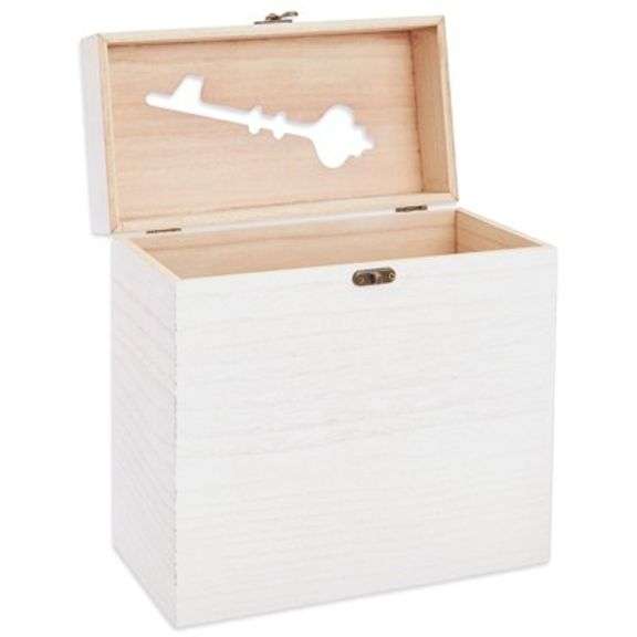 Juvale Wooden Wedding Card Box for Reception With Clasp and Slot, 9.75 x 5 x 10 Inches, White