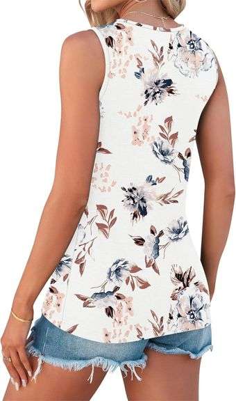 AUSELILY Womens Summer Unique V Neck Sleeveless Tank Tops 2024 New size large