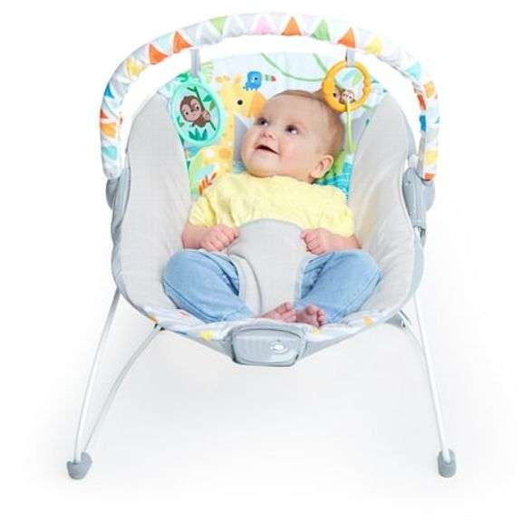 Bright Starts Safari Fun Vibrating Baby Bouncer with Toy Bar - Matthews ...