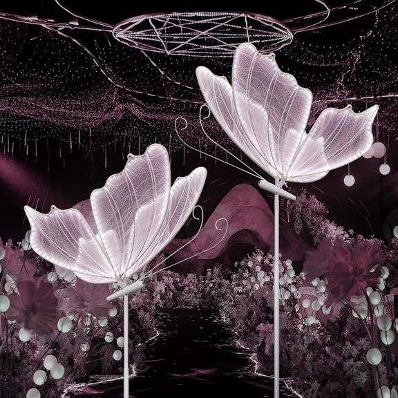 Wedding Butterfly LED Floor Lamp: Hanging White Color Ceiling Light - Romantic Wedding Decoration Lights Fixture - Adjustable Height Creative Butterfl