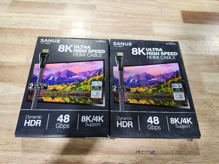 (2) Sanus 8K HDMI to HDMI 6.56-ft Black