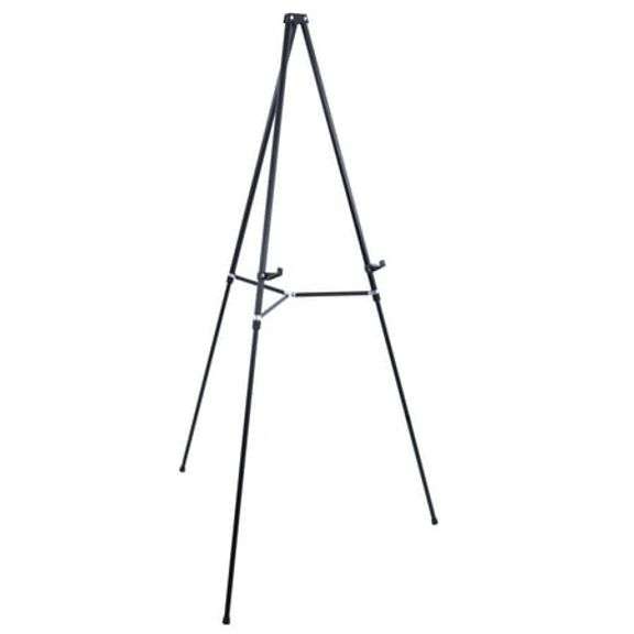 U.S. Art Supply 66" High Showroom Black Aluminum Display Easel and Presentation Stand, Adjustable Floor and Tabletop Use