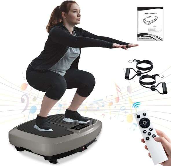 Vibration Plate Exercise Machine - Whole Body Workout Vibration Platform Lymphatic Drainage Machine for Weight Loss Home Fitness with Resistance Bands