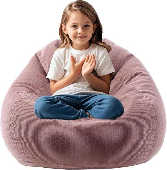 ENBAOHUI 3FT Memory Foam Bean Bag Chairs for Teens or Kids with Filling Bean Bag Sofa with Handle Super Soft Washable Corduroy Fabric Lazy Sofa 3 Foot