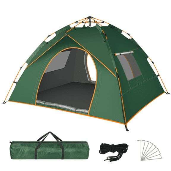 Pop Up Canopy Instant Family Tents for Camping 2-3 Person with 2 Door & 2 Window, Includes Carrying Bag and Windproof Ropes Anti-UV, Camping Tent for