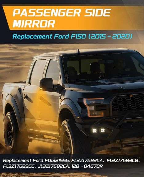 Right Passenger Side Mirror, For Ford F150 Side Mirror Replacement 2015-2020, For Ford F150 Side View Mirror, w/Temperature Sensor, Heated, Turn Signa