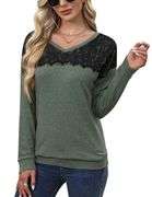 For G and PL Women's Black Lace Top Elegant Long Sleeve Sweatshirt size 2xl