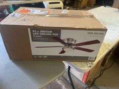Hugger 52 in. LED Indoor Brushed Nickel Ceiling Fan with Light Kit