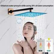 RTTWYYUU Black Gold Rainfall Shower Head, Wall Mounted 10 Inch Shower Heads with Handheld Spray Combo, Luxury Bathroom Square Rain Shower System, Soli