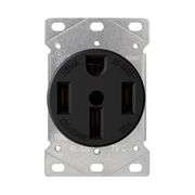 (2) 50 Amp 125/250V, NEMA 14-50R Flush Mount Power Outlet, Single Straight Blade Range and Dryer Outlet Grounding, Black
