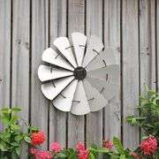 Style Selections Windmill Off-white 17.38-in H x 17.38-in W Novelty Metal Hand-painted 3D Art