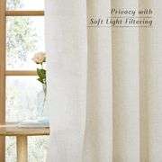 NICETOWN Natural Linen Curtains 84 Inches Long for Living Room Divider, Grommet Top Flax Semi Sheer Vertical Drapes Privacy Assured with Light Filteri