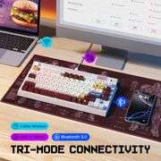 RisoPhy PC423 Wireless Creamy Keyboard with Screen & Knob, 75% 2.4G/Bluetooth/USB-C Gasket RGB Mechanical Keyboard, Hot Swappable, Five-Layer Padding