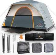 ArkTrek 6 Person Tents for Camping - Robust Family Camping Tent Cabin w Ground Sheet, Rainfly Cover, Powerport - Comfy Large Quick Setup Tent, Waterpr