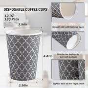 Lamosi Coffee Cups 12 oz 180 Pack, Disposable Paper Coffee Cups, Disposable Cups,12 oz Hot Cup,12oz Paper Insulated Cup for Cold Hot Drinks (No Lids)