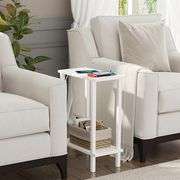 TUTOTAK Small White End Table, 7.9"D x 15.8"W x 22.5"H, Living Room, Bed Room