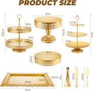 ELIMTEC Gold Cake Stand Metal Dessert Table Display Set Tiered Cupcake Holder Fruit Candy Donut Plate Serving Tower Tray Platter (Gold)