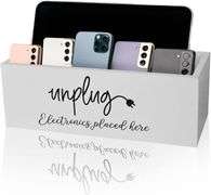 CHONIC Unplug Box, Farmhouse Style Phone Box, Wood Mobile Phone Jail, White