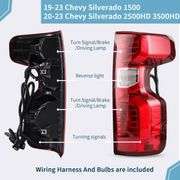 VPIMOZO Tail Lights Assembly Compatible With 19-23 2019 2020 2021 2022 2023 Chevy Silverado 1500 2500/3500HD Halogen Rear Tail Light Housing With Bulb