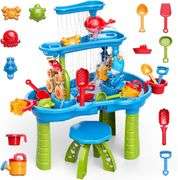 3-Tier Water Table for Kids Ages 3-5 4-8, Toddlers Outdoor Summer Water Table Beach Toys, Kids Activity Sensory Table Toddler Sand Box Play Table with