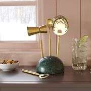 4pc Stainless Steel Barware Set with Marble Stand Green - Threshold