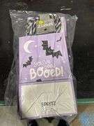 (4) 4pk Halloween Black/Purple Boo Tote Bag - Spritz : Ghost Pattern, Multicolor Paper Gift Bags, 8.375" Height, 5.25" Width