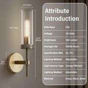 RINGRAIN Brass Wall Sconces Set of Two14.37' Knurled Texture Indoor Wall Light Fixtures, Bathroom Vanity Light Fixtures with Clear Glass, Modern Wall