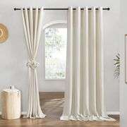 NICETOWN Natural Linen Curtains 84 Inches Long for Living Room Divider, Grommet Top Flax Semi Sheer Vertical Drapes Privacy Assured with Light Filteri