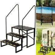 Qunbio 3 Steps RV Stairs with Anti-Slip Tapes & 2 Handrails, Hot Tub Steps, Mobile Home Stairs for RV & Travel Camper Trailers