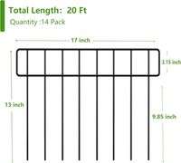 HIHADUUM 20Ft(L) X 13Inch(H) Animal Barrier Fence, 14 Pack Garden Fence, Metal Garden Edging Fence Border, No Dig Fencing for Dog Rabbits Ground Stake