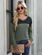 For G and PL Women's Black Lace Top Elegant Long Sleeve Sweatshirt size 2xl