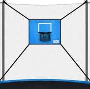 Trampoline Basketball Hoop with Mini Basketball Easy to Install Basketball Hoop for Trampoline Breakaway Rim for Safe Dunking Blue