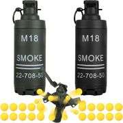 Tactical Toy-Grenade for CS Battle Game,2Pcs Fall Resistant Refillable Hand Fake Grenade Toy with 20 Foam Ammo for 14+ Outdoor Sports