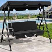 YITAHOME 3-Seat Porch Swing Outdoor Heavy Duty Patio Swing Chair with Stand Adjustable Canopy Soft Cushion for Garden, Patio, Lawn, Balcony and Deck,