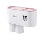 CASUN Multifunctional Wall-Mounted Toothbrush Holder Automatic Toothpaste Dispenser Kit with 4 Toothbrush Slots and Drawer Magnetic,Space-Saving Tooth