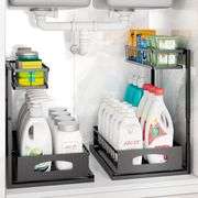 kitchen Under Sink Organizer, 2 Pack Slide Out Kitchen Cabinet Organizer, Pull Out Bathroom Sink Shelves, Under Sink Organizer for Kitchen Bathroom Pa