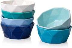Delling 6 OZ Souffle Dishes Set - Ceramic Color Souffle Dish - Dessert/Snack Bowls for Kitchen, Souffle, Pudding, Creme Brulee, Ice Cream, Snack - Bow