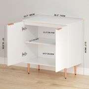 EOYUTLLY White Fluted Buffet Storage Cabinet,Wood Sideboard Buffet Cabinet with Adjustable Shelf & Rose Gold Colored Metal Legs, Accent Cabinet for Li