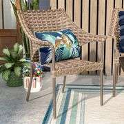 Style Selections Lola Wicker Stackable Black Steel Frame Stationary Conversation Chair with Woven Seat