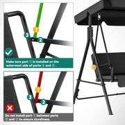 YITAHOME 3-Seat Porch Swing Outdoor Heavy Duty Patio Swing Chair with Stand Adjustable Canopy Soft Cushion for Garden, Patio, Lawn, Balcony and Deck,