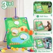 3-in-1 Toddler Golf Set, Bean Bag Toss, and Ring Toss Game Indoor & Outdoor Sports Backyard Cornhole Game Playset, Perfect Carnival, Birthday Party, o