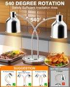 PYY Commercial Food Warmer - 2-Head Electric Heating Lamp, 500W Stainless Steel Catering Food Warming Lamp for Restaurant Kitchen, Cafeteria