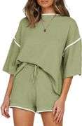 SHEWIN Womens Two Piece Outfits Casual Short Sleeve Knit Sweater Tops Matching Shorts Tracksuit Lounge Sets size 2xl