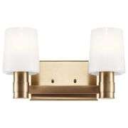 Adani 14.5 in. 2-Light Champagne Bronze Soft Modern Bathroom Vanity Light with Opal Glass