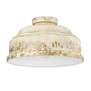 Golden Lighting Keating 3-Light Antique White Flush Mount Light