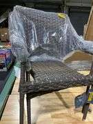 Style Selections Lola Wicker Stackable Black Steel Frame Stationary Conversation Chair with Woven Seat