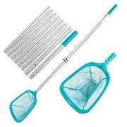 U.S. Pool Supply 11.5 Foot Swimming Pool Leaf Skimmer Net with Telescopic Aluminum Pole, 8 Sections - 6" Deep Ultra Fine Mesh Netting Basket, Remove F