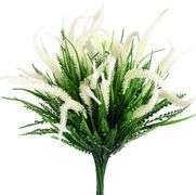 HANDIC 8pcs Artificial Flowers for Outdoor Fake Flowers Plants Plastic Flowers for Outdoor UV Resistant Faux Flower (White)