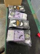 (4) 4pk Halloween Black/Purple Boo Tote Bag - Spritz : Ghost Pattern, Multicolor Paper Gift Bags, 8.375" Height, 5.25" Width